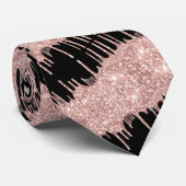 Rose Gold Glitzer Black Neck Tie Krawatte (Gerollt)