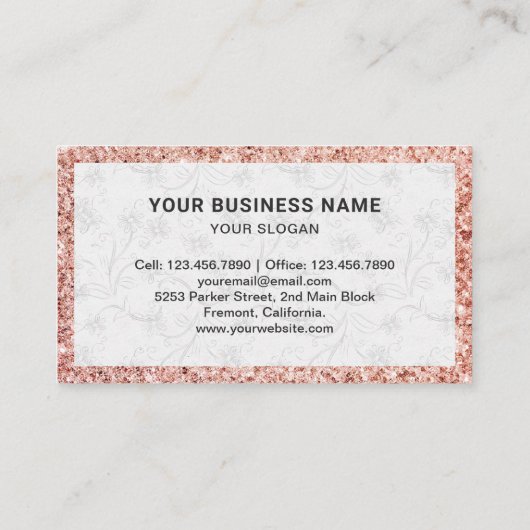 Rose Gold Glitzer Black Pink Damask Kuchen Bäckere Visitenkarte (Rückseite)