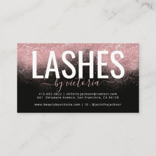 Rose Gold Glitzer Black Pink Eyelashes Techniker Treuekarte