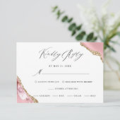Rose Gold Glitzer Black Script Luxury Hochzeit RSVP Karte (Stehend Vorderseite)