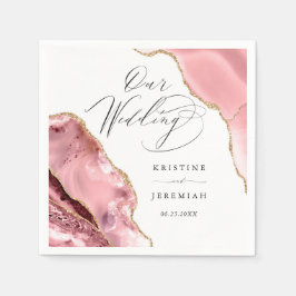 Rose Gold Glitzer Black Script Luxury Hochzeit Serviette