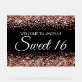 Rose Gold Glitzer Black Sweet 16 Acrylschild (Vorderseite)