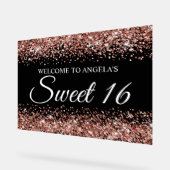 Rose Gold Glitzer Black Sweet 16 Acrylschild (Winkel)