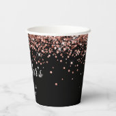 Rose Gold Glitzer Black Sweet 16 Pappbecher (Rückseite)