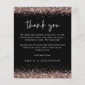 Rose Gold Glitzer Black Verlobung Dank (Vorderseite)