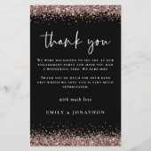 Rose Gold Glitzer Black Verlobung Dank (Vorderseite)