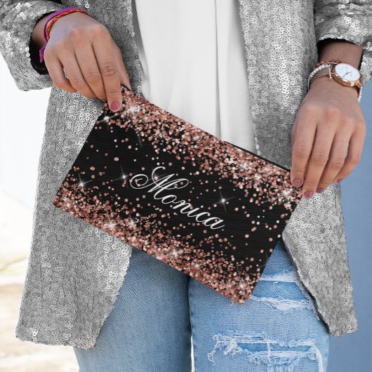Rose Gold Glitzer Black Zubehörtasche