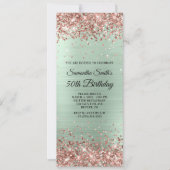 Rose Gold Glitzer Blassminze Foil 50. Geburtstag Einladung (Vorderseite)