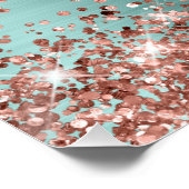 Rose Gold Glitzer Blasstürkisfarbenes Brautparty Poster (Ecke)