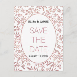 Rose Gold Glitzer Blätter Hochzeit Save the Date Ankündigungspostkarte