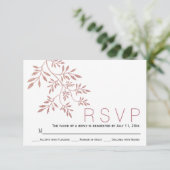 Rose gold Glitzer Blätter moderne Hochzeit RSVP (Stehend Vorderseite)