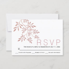 Rose gold Glitzer Blätter moderne Hochzeit RSVP Karte