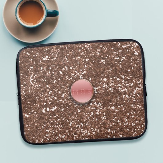 Rose Gold Glitzer Bling Elegantes Mongramm Laptopschutzhülle
