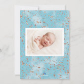 Rose Gold Glitzer Blue Birth Announccard Ankündigung (Rückseite)