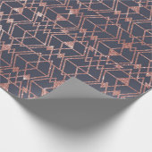 Rose Gold Glitzer Blue Triangle Tribal Geometric Geschenkpapier (Ecke)