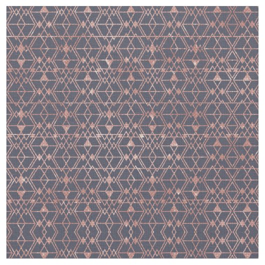 Rose Gold Glitzer Blue Triangle Tribal Geometric Stoff (Nahaufnahme)
