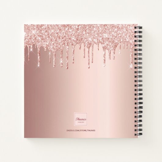 Rose Gold Glitzer Blumenburgund Monogramm Notizblock (Rückseite)