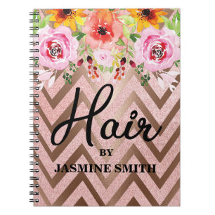 Rose Gold Glitzer Blumenernennung Notizblock