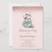 Rose Gold Glitzer Blumenstrauß Teebecher Einladung (Vorderseite)