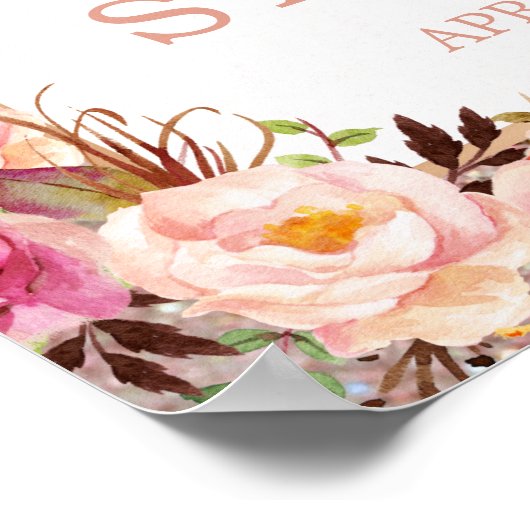 Rose Gold Glitzer Blumenzettel Brautparty Poster (Ecke)