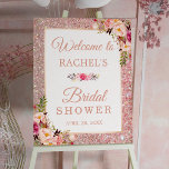 Rose Gold Glitzer Blumenzettel Brautparty Poster<br><div class="desc">Bringen Sie eine Touch Glamour zu Ihrem Brautparty mit dieser Rose Gold Glitzer Blumenmuster Brautparty Begrüßungszeichen. Das Schild ist mit einer schönen Blumenstruktur in Weiß und Rosa gestaltet, umgeben von einem Rand von Rose Gold Glitzer. Dieses Schild eignet sich hervorragend zum Aufhängen am Eingang Ihres Brautparty oder als Hintergrund für...</div>