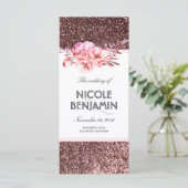 Rose Gold Glitzer Blumenzettel Programm (Stehend Vorderseite)
