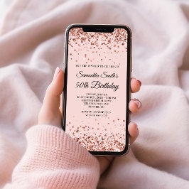 Rose Gold Glitzer Blush 50. Geburtstag Einladung