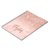 Rose Gold Glitzer Blush Foil Marmor Personalisiert Notizblock (Linke Seite)
