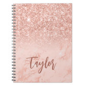 Rose Gold Glitzer Blush Foil Marmor Personalisiert Notizblock (Vorderseite)