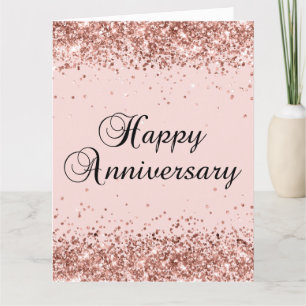 Rose Gold Glitzer Blush Happy Anniversary Karte