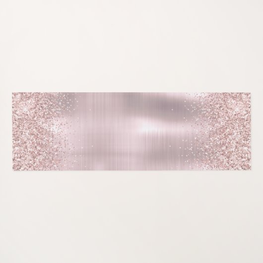 Rose Gold Glitzer Blush Metallic Monogram Script Y Yogamatte (Rückseite (Horizontal))