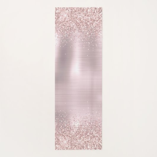 Rose Gold Glitzer Blush Metallic Monogram Script Y Yogamatte (Rückseite)
