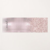 Rose Gold Glitzer Blush Metallic Monogram Script Y Yogamatte (Vorderseite (Horizontal))