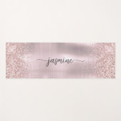 Rose Gold Glitzer Blush Metallisches Monogramm-Skr Yogamatte (Vorderseite (Horizontal))