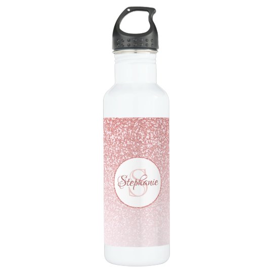 Rose Gold Glitzer Blush Monogramm Personalisiert Edelstahlflasche Zazzle De