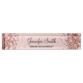 Rose Gold Glitzer Blush Namensplakette (Vorderseite)