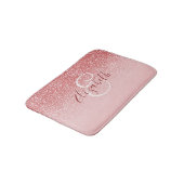 Rose Gold Glitzer Blush Ombre Monogram Badematte (Schrägansicht)