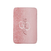 Rose Gold Glitzer Blush Ombre Monogram Badematte (Vorderseite Vertikal)