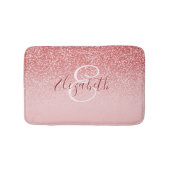 Rose Gold Glitzer Blush Ombre Monogram Badematte (Vorderseite)