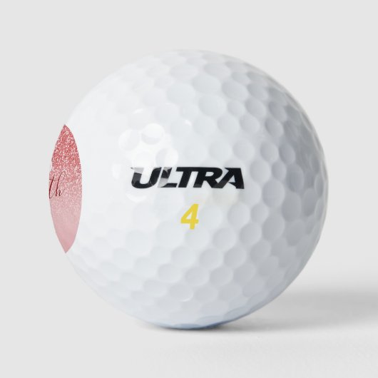 Rose Gold Glitzer Blush Ombre Monogram Golfball (Logo)