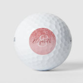 Rose Gold Glitzer Blush Ombre Monogram Golfball (Vorderseite)