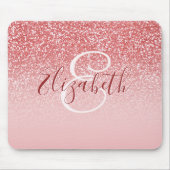 Rose Gold Glitzer Blush Ombre Monogram Mousepad (Vorne)