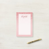 Rose Gold Glitzer Blush Ombre Personalisiert Post-it Klebezettel (Auf Schreibtisch)