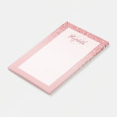 Rose Gold Glitzer Blush Ombre Personalisiert Post-it Klebezettel (angewinkelt)