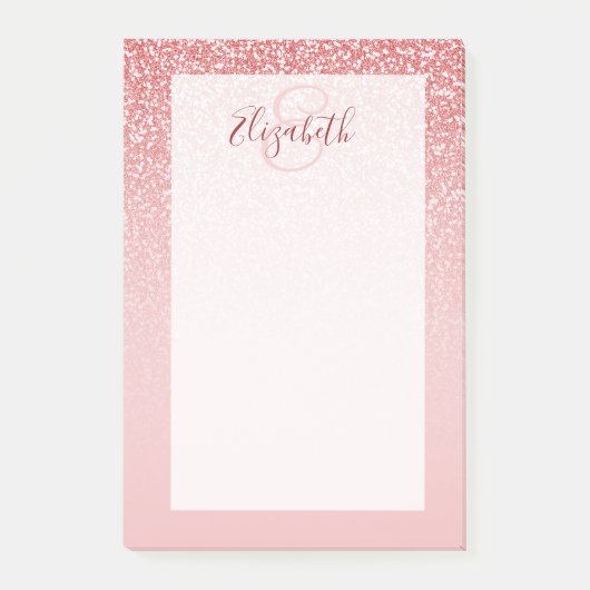Rose Gold Glitzer Blush Ombre Personalisiert Post-it Klebezettel (Vorderseite)