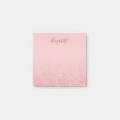 Rose Gold Glitzer Blush Ombre Personalisierter Nam Post-it Klebezettel (Vorderseite)