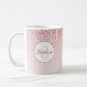 Rose Gold Glitzer Blush Ombre Round Monogram Kaffeetasse (Links)