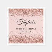 Rose Gold Glitzer Blush Pink 40. Geburtstag Serviette (Vorderseite)