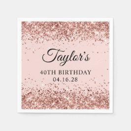 Rose Gold Glitzer Blush Pink 40. Geburtstag Serviette
