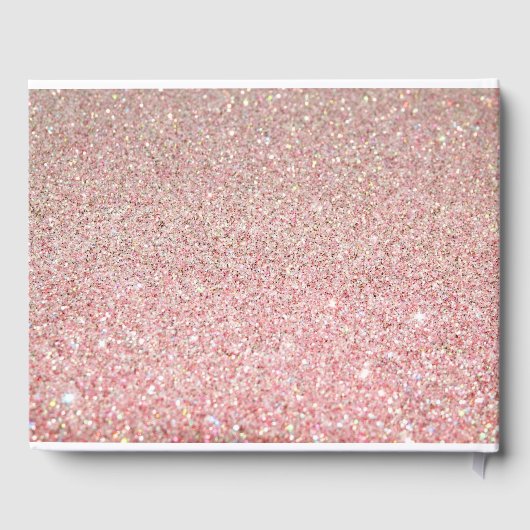 Rose Gold Glitzer Blush Pink Blumenzehen Gästebuch (Rückseite)
